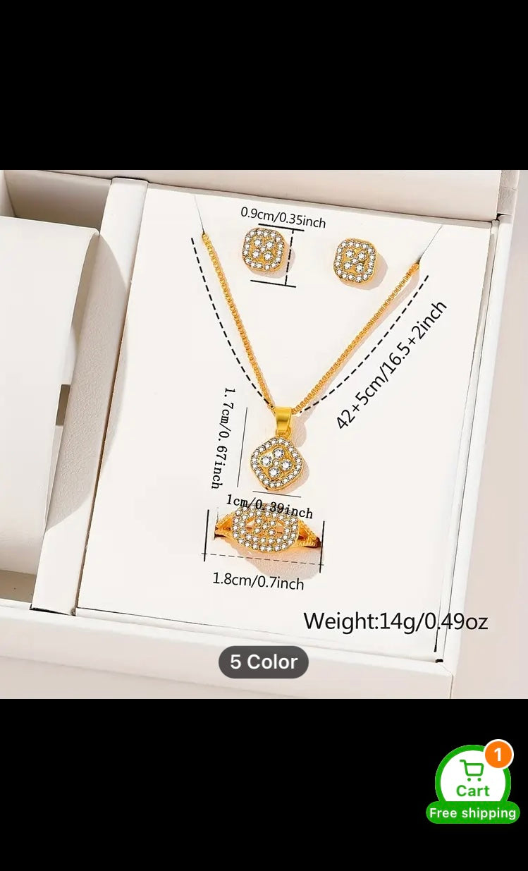 Elegant Women’s Gold Quartz Watch & Jewelry Gift Set