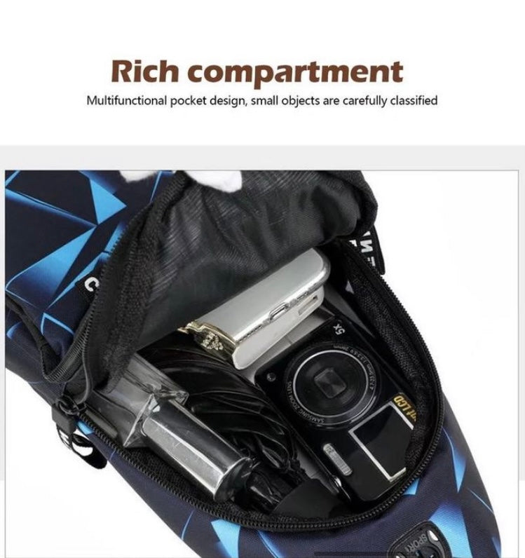 Men’s Lightweight Anti-Theft Chest Bag with USB Port