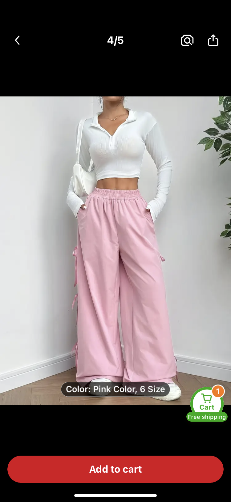 Stylish Ribbon-Casual Pants - Pink